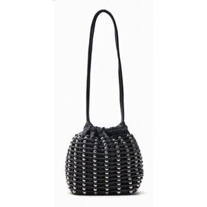 ZARA
STUDDED SOFT BUCKET BAG in Black/ New No Tags